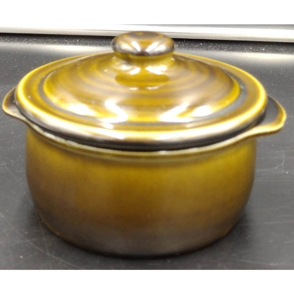 Vintage Pfaltzgraff Copper Green Covered Sugar Bowl Crock